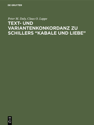 cover image of Text- und Variantenkonkordanz zu Schillers "Kabale und Liebe"